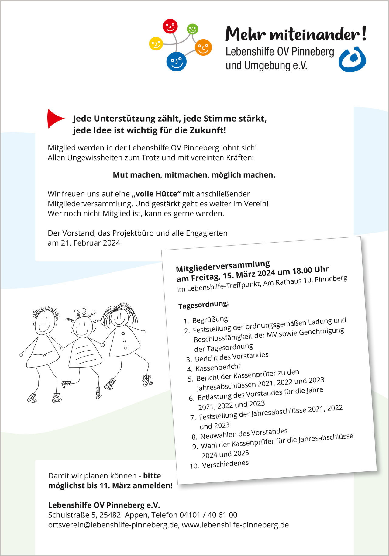 Einladung Mitgliederversammlung Lebenshilfe OV Pinneberg am 15. März 2024, Seite 2